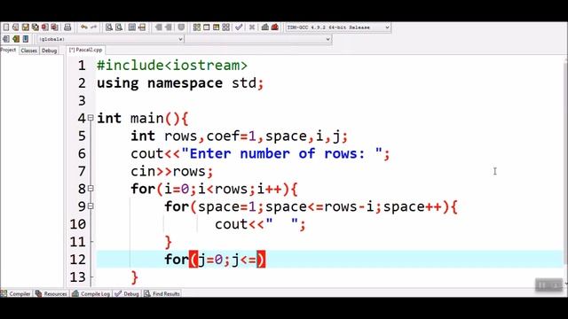 How to Print Pascal Triangle in C++ смотреть онлайн