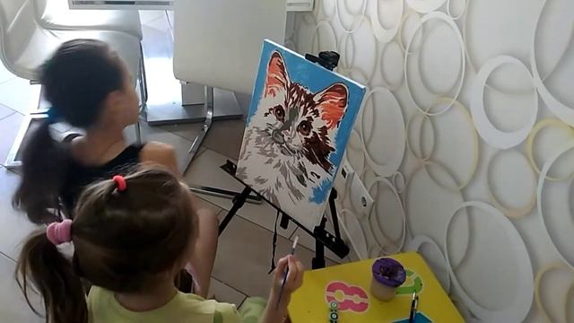 Роспись по холсту - Кошка смотреть онлайн