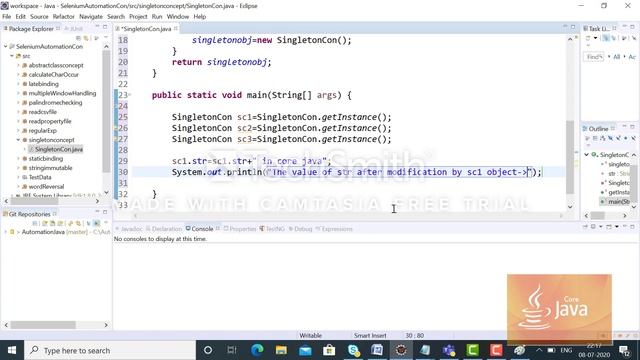 Singleton Class in Core java смотреть онлайн
