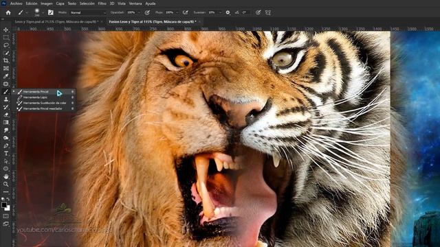 Wallpaper Fusión León y Tigre | Tutorial Photoshop смотреть онлайн