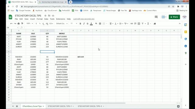 Shortcut Key To Delete Row In Google Sheets смотреть онлайн