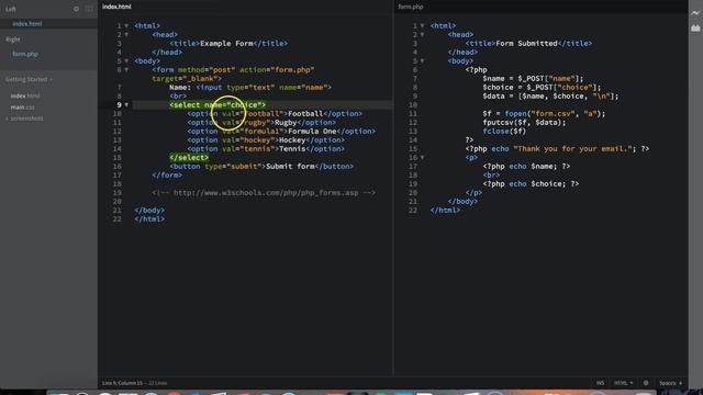 PHP Introduction - HTML form — new page and csv file смотреть онлайн