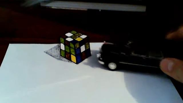 Трехмерный рисунок. 3D кубик, илюзия смотреть онлайн