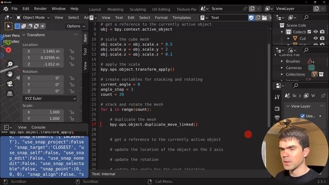 Beginner Blender Python Tutorial: for loop practice смотреть онлайн