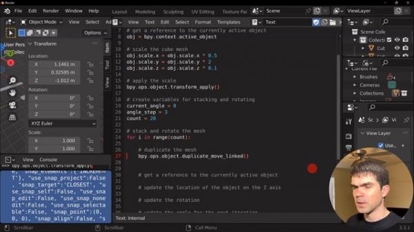 Beginner Blender Python Tutorial: for loop practice