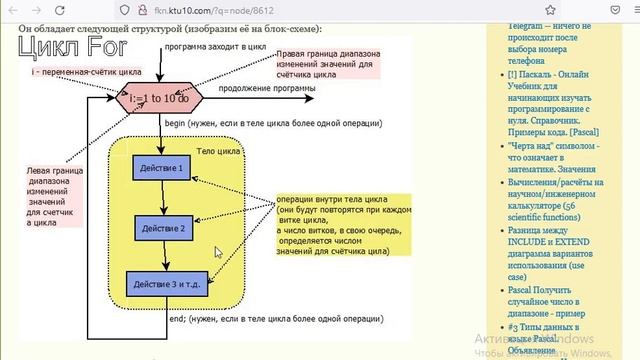 Цикл FOR в Паскаль, заголовок, тело, счетчик, виток, - Часть 1 смотреть онлайн