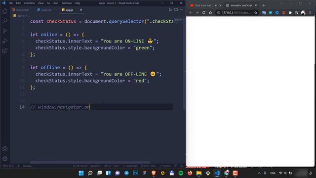 Check Internet Status using JAVASCRIPT | Internet holatini JavaScript orqali tekshirish смотреть онлайн