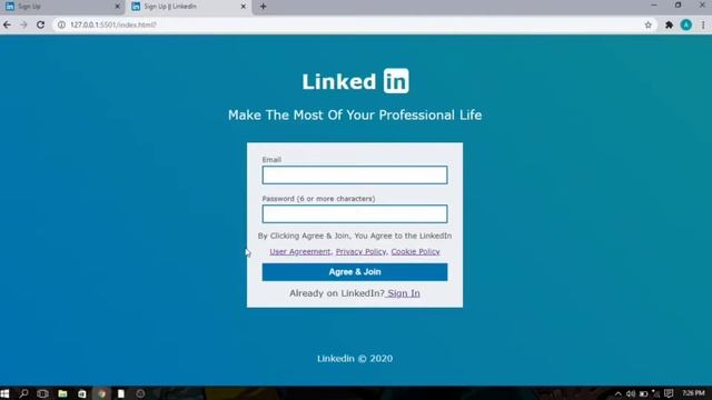 LinkedIn Sign Up Page Clone With HTML, CSS and JavaScript смотреть онлайн