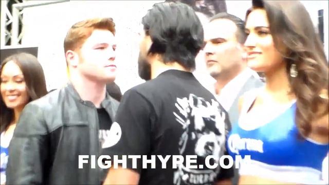 CANELO ALVAREZ STAREDOWN WITH ALFREDO ANGULO DURING FACE-OFF смотреть онлайн