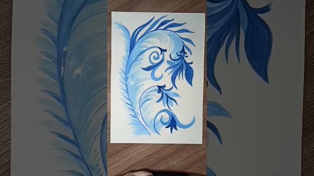 Как нарисовать голубые узоры гуашью. смотреть онлайн