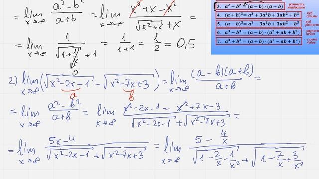 Пределы с иррациональностями
