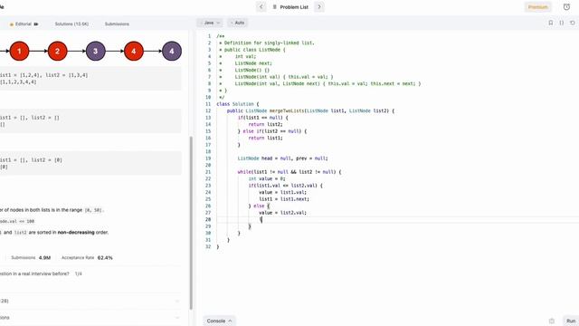Amazon/Google/Microsoft Phone interview Question - Merge Two Sorted Lists | Java смотреть онлайн