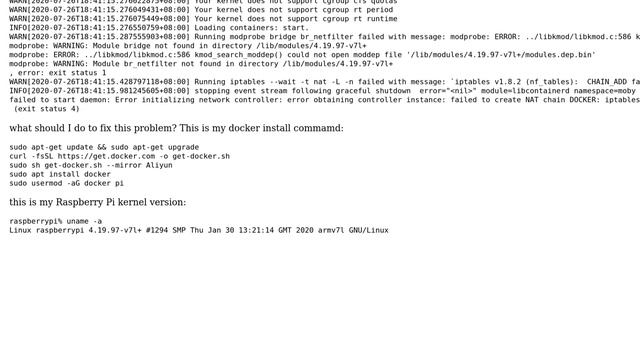 Raspberry Pi: Failed to mount overlay: no such device when start docker in Raspberry Pi 4 смотреть онлайн