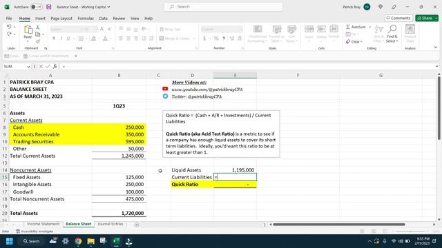 How to Calculate Quick Ratio in Excel (Acid Test Ratio) смотреть онлайн