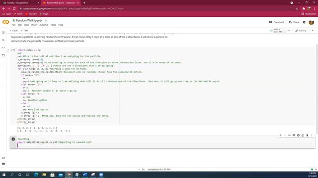Random Walk in 2D using Python in Google Colab смотреть онлайн