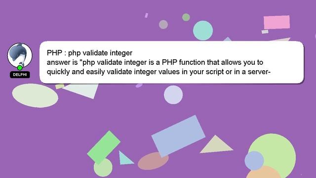 PHP : php validate integer смотреть онлайн