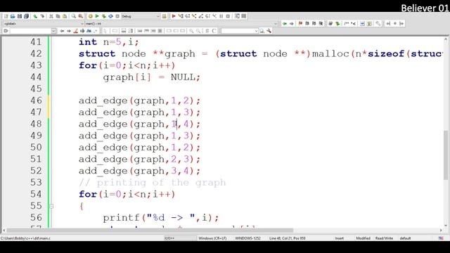 Graph Depth First Search in Telugu | Data Structures using c/c++ смотреть онлайн