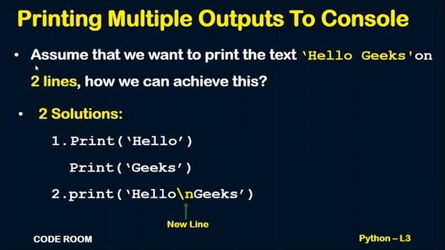 PYTHON FIRST PROGRAM - L3 | PRINTING TO CONSOLE | PYTHON TUTORIAL FOR BEGINNERS смотреть онлайн