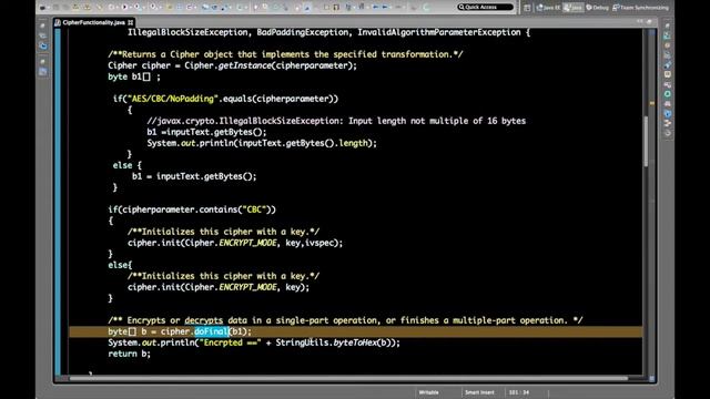 Ciphers in Java,symmetric encryption example with padding,initaivector,modes ECB,CBC смотреть онлайн