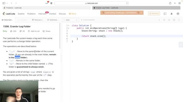 Leetcode Solution - 1598 Crawler Log Folder смотреть онлайн