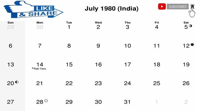 1980 Calendar | January To December Months In One Video смотреть онлайн