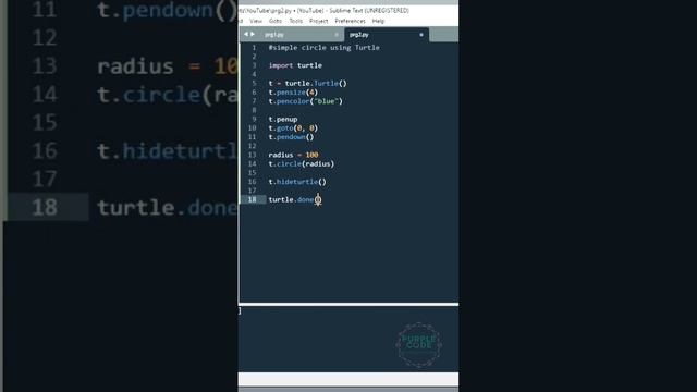Learn Python Turtle: Drawing Circle made easy || @PurpleCode404 || #python #pythonprogramming смотреть онлайн