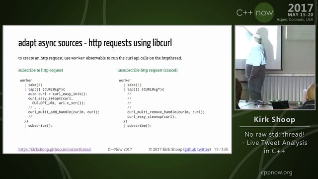 C++Now 2017: Kirk Shoop "No raw std::thread! - Live Tweet Analysis in C++" смотреть онлайн