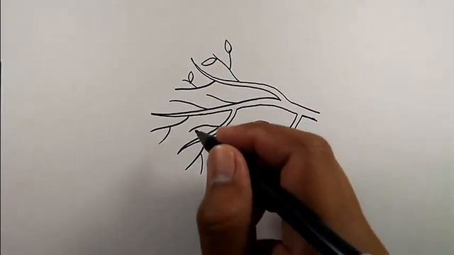 How to draw tree branches with leaves | Easy Drawings смотреть онлайн