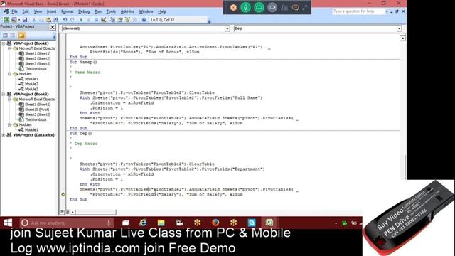 Pivot Table Automation with VBA Macros in Hindi - Learn VBA Macros online Live Call +91 8802579388 смотреть онлайн