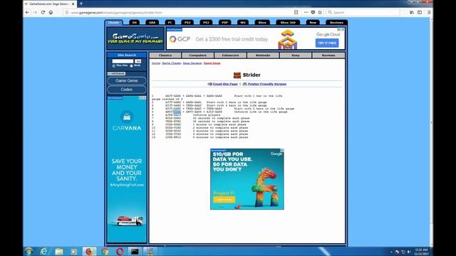 Kega Fusion Genesis Cheats With GameGenie