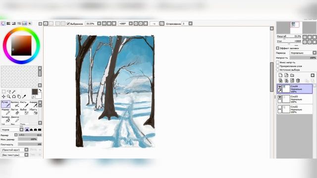 ЗИМНИЙ ПЕЙЗАЖ / РИСУЕМ В PAINT TOOL SAI смотреть онлайн