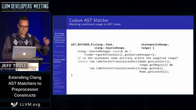 2016 LLVM Developers’ Meeting: J. Trull “Extending Clang AST Matchers to Preprocessor Constructs” смотреть онлайн