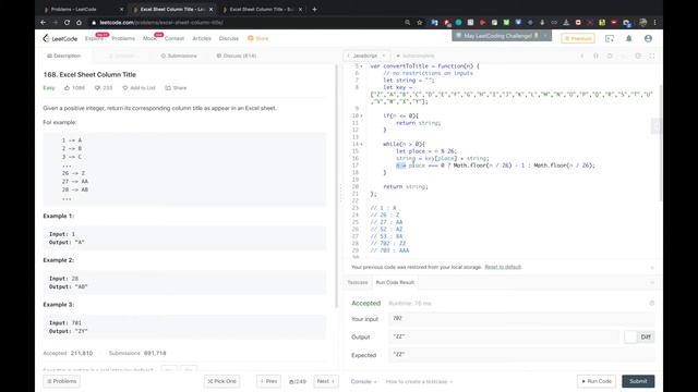 LeetCode 168 - Excel Sheet Column Title Algorithm смотреть онлайн
