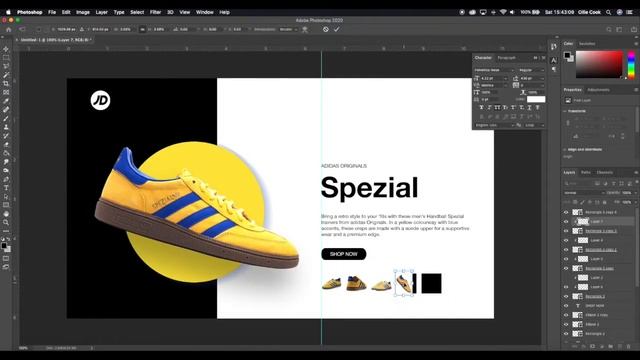 JD Sports x Adidas Web App UI in Photoshop - Speed Art Tutorial смотреть онлайн