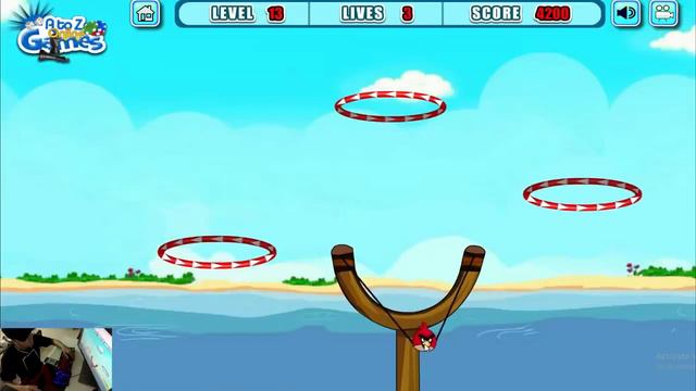 Angry Birds Slingshot Fun 2 - HELP TERENCE JUMP THROUGH ALL CIRCLE RING! смотреть онлайн