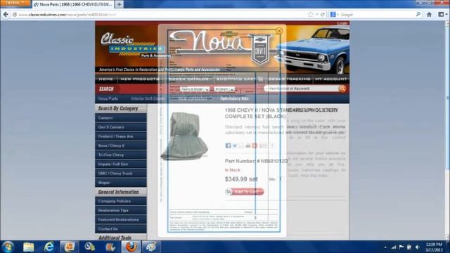 1968 Chevy 2 Nova 2013-3-18 Classic Industries Parts Ordered