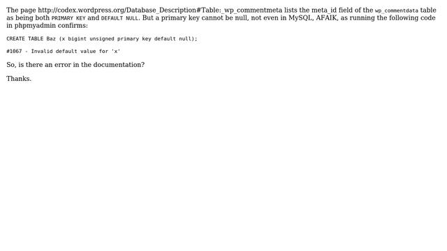 Wordpress: wp_commentdata: error in documentation? смотреть онлайн