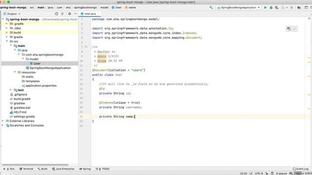 Full Stack Development With Spring Boot And MongoDB : 4-User CollectionModel Class Implementation смотреть онлайн