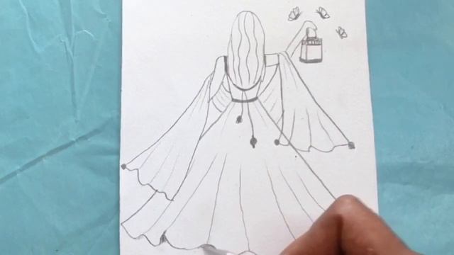 How to Draw a girl in beautiful dress || pencil sketch tutorial step by step || easy drawing смотреть онлайн