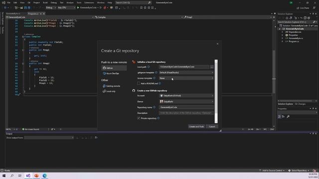Create GitHub Repository Using Visual Studio смотреть онлайн