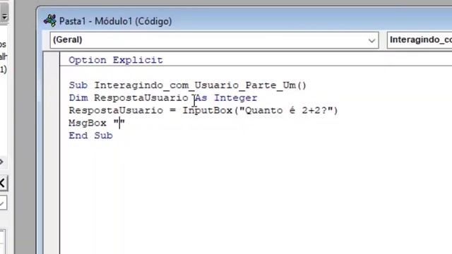 Manipulando Dados nas Variáveis com os Comandos INPUTBOX e MSGBOX | VBA смотреть онлайн