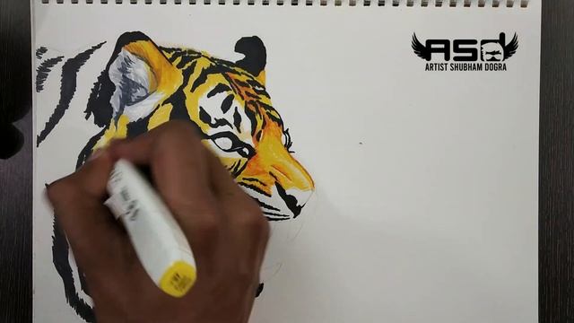 Tiger Drawing with Touch Twin Markers only | NOT Copic markers #Tiger смотреть онлайн