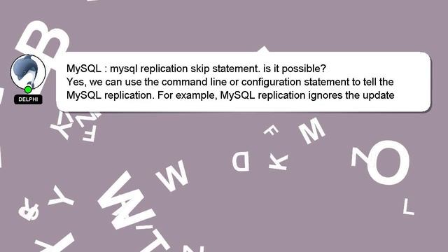 MySQL : mysql replication skip statement. is it possible? смотреть онлайн