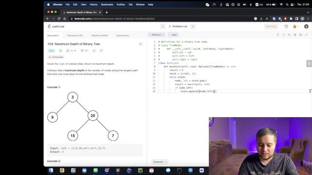 Разбор задачи Maximum Depth of Binary Tree - Leetcode 104 - Python смотреть онлайн