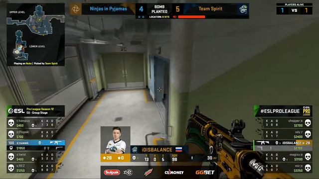 CS:GO - NiP vs. Team Spirit [Nuke] Map 1 - ESL Pro League Season 12 смотреть онлайн