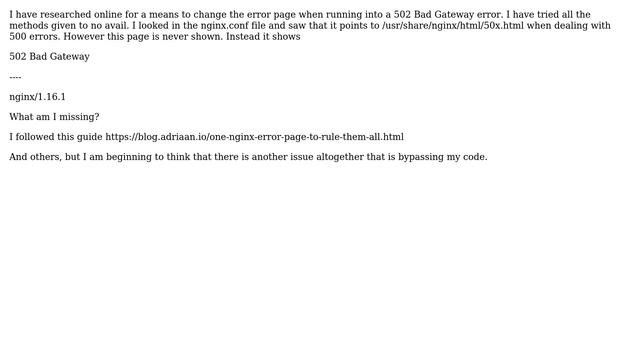 DevOps & SysAdmins: Change error page for 502 Bad Gateway error Nginx not working смотреть онлайн