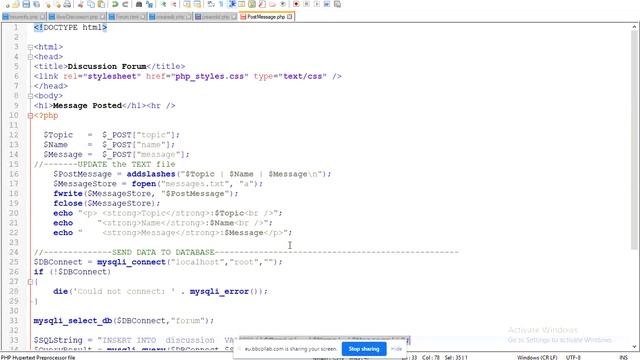 Discussion Forum Database USING PHP смотреть онлайн