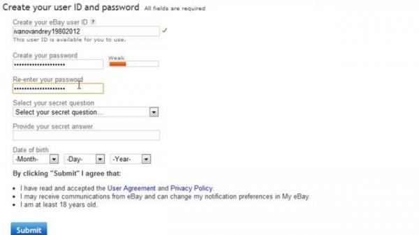 Аукцион eBay.com. Инструкция по регистрации.