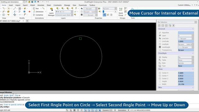 Create Angular Dimension for a Circle at Angle Using Command Window смотреть онлайн