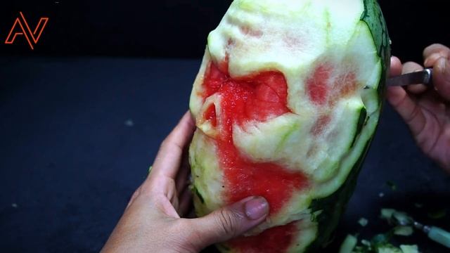 Halloween Skull Watermelon Carving | Carving Watermelon Face.